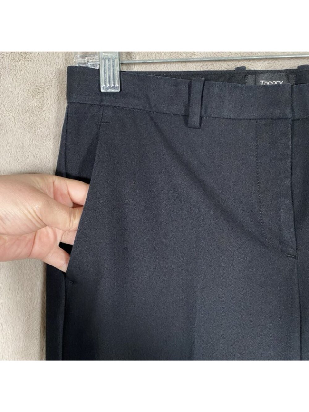 Theory Hartsdale Pants 2 Straight Leg Ankle Black Trouser Minimalist Office Work - Picture 3 of 13